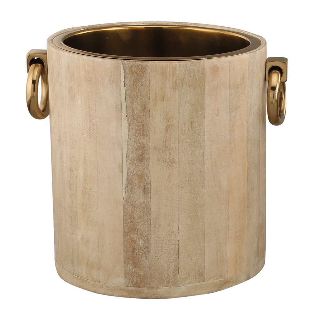 Wooden Champagne Wooden Metal Dore 25x30x28cm bucket