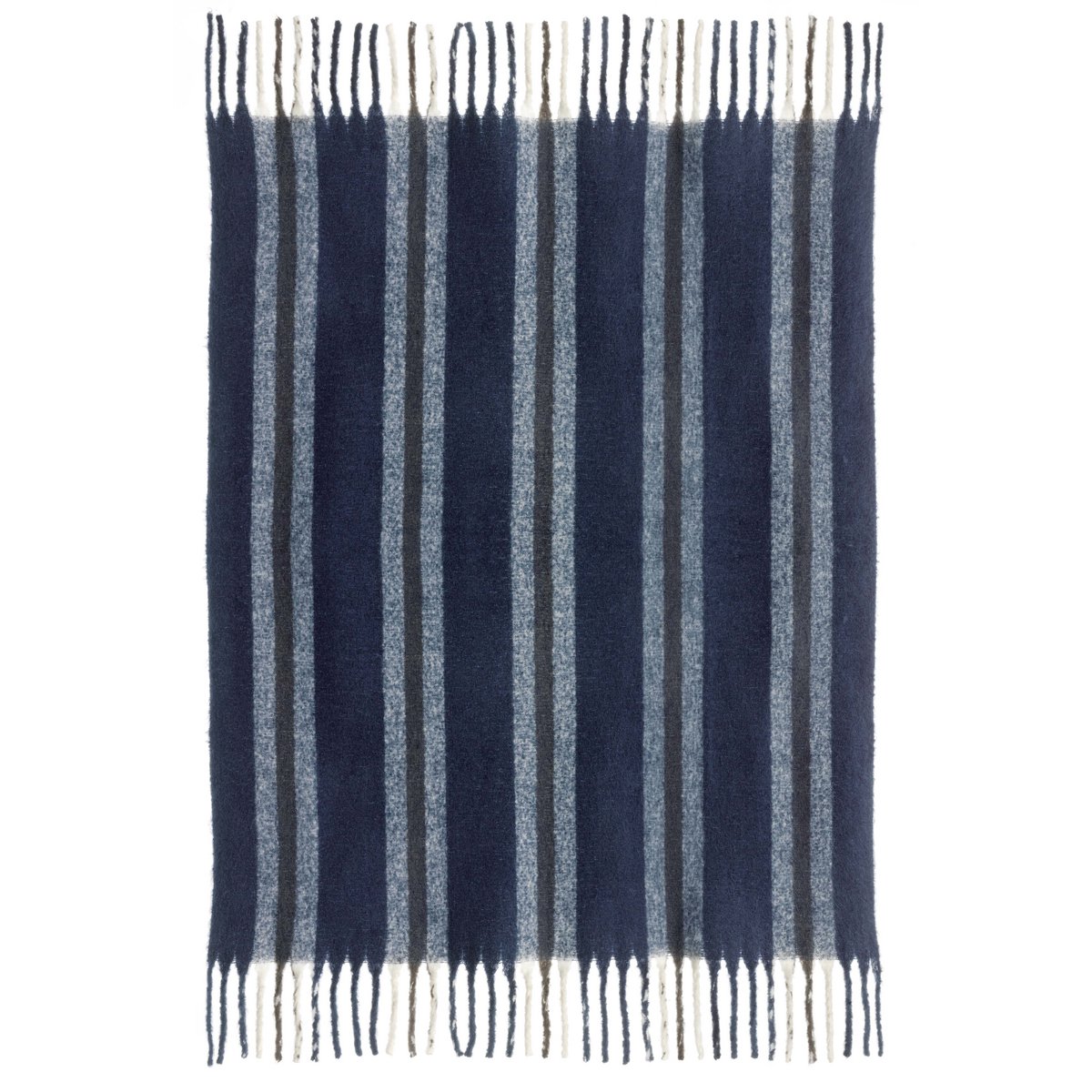 Plaid recyclé Isabel rayé Marine 130 x 160