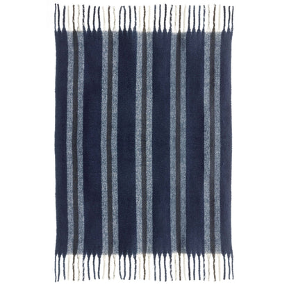 Plaid recyclé Isabel rayé Marine 130 x 160