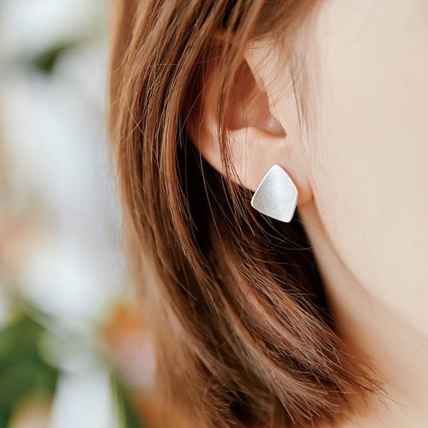 Geometric Frosted Surface Water Drop Ear Studs