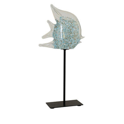 Decorative fish in blue and transparent metal -standing blue and transparent