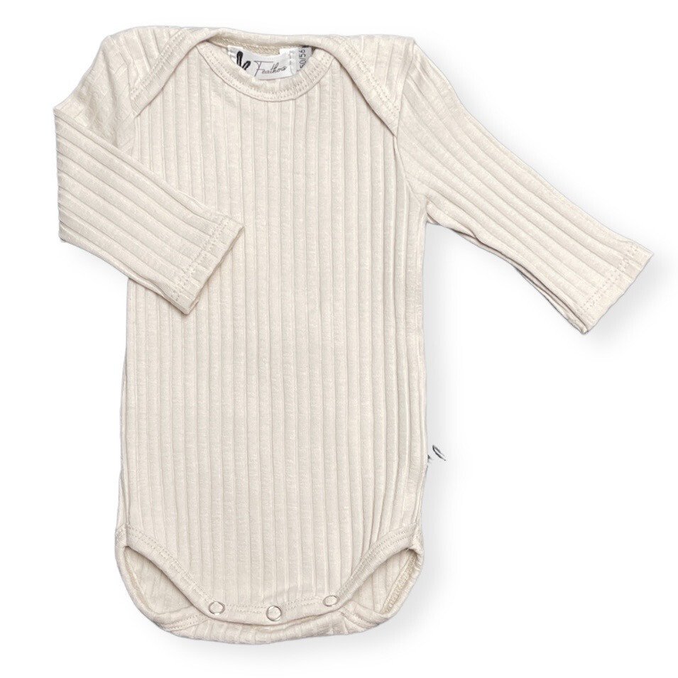 Romper long sleeve wide rib jersey natural beige