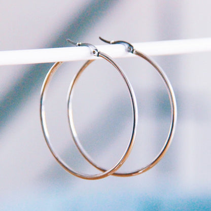 Stainless steel hoop 50mm 'basic' - silver