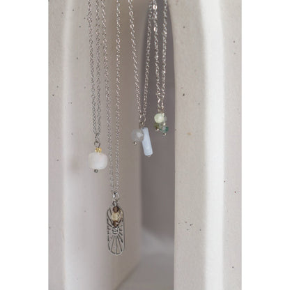 Moonstone Faceted Necklace - Silver