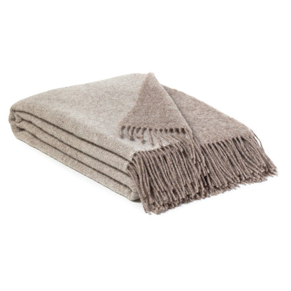 Reversible wool Throw Blanket CAPPUCCINO