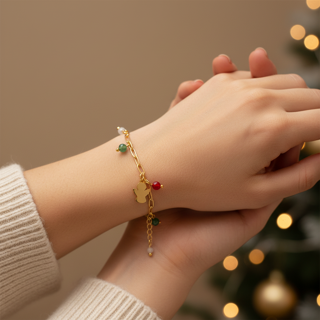 Christmas Charm Bracelet Angel - Gold