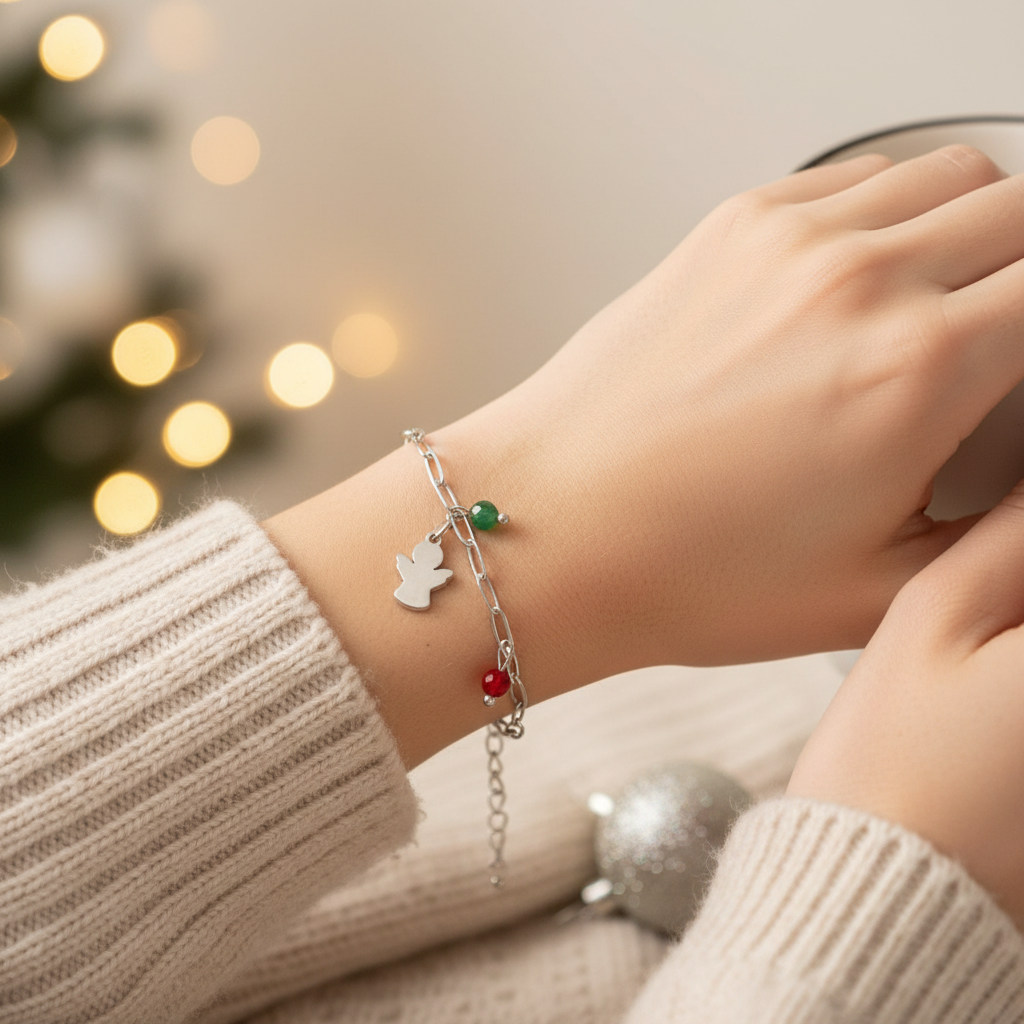 Christmas Charm Bracelet Angel - Silver