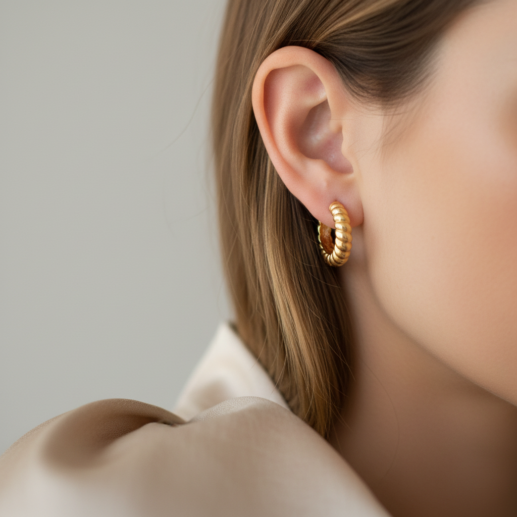 Chunky Croissant Hoops - Goud