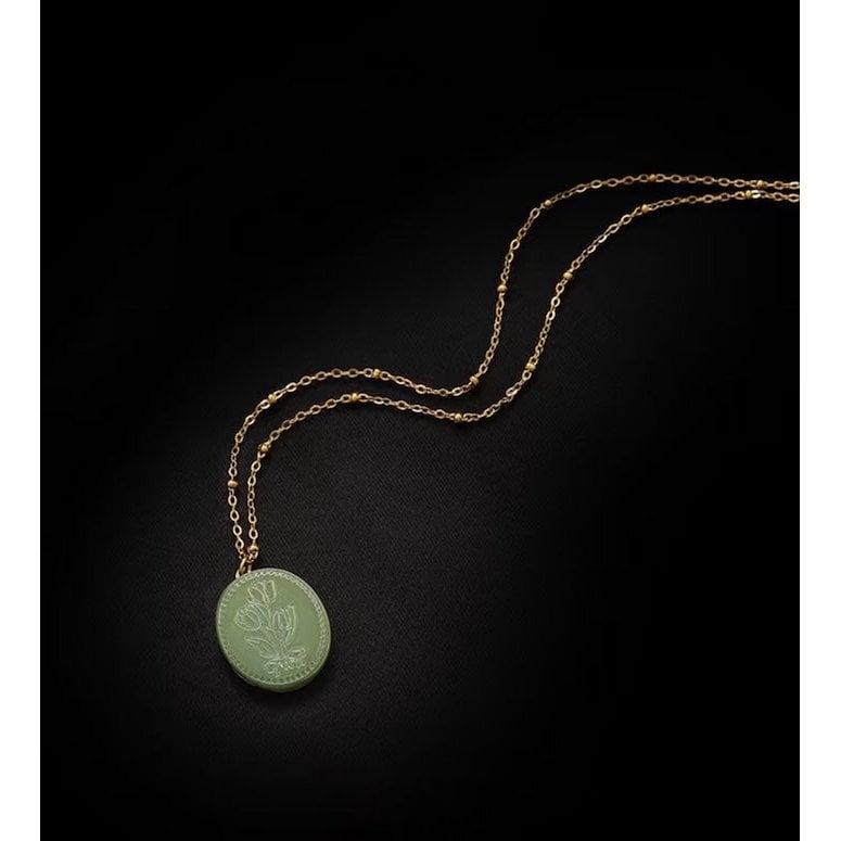 Botanical Mother of Pearl Medallion Necklace