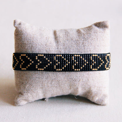 Heart woven bracelet - black/gold plated