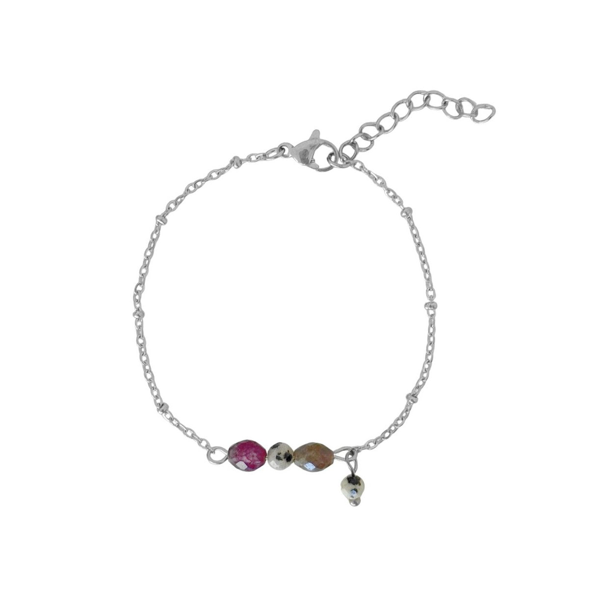 Garnet, Jasper and Labradorite Bracelet - Silver