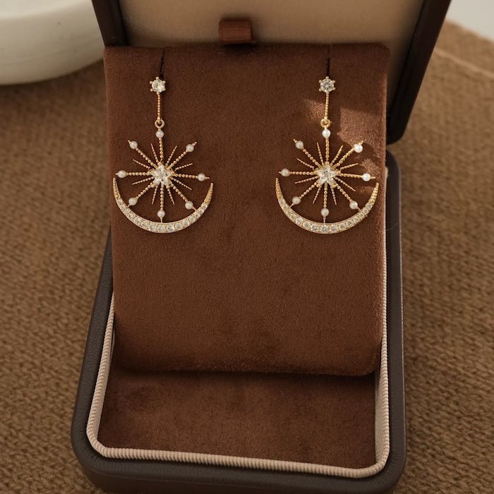 Luxury Star & Moon Statement Drop Earrings