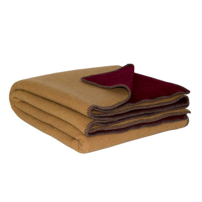 Merino wool bed blanket WINE & HONEY