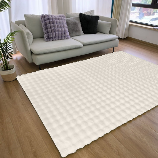 Fluffy Rug 3D Cream 80x300CM