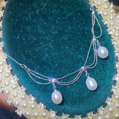 Lace Style Necklace with Genuine Freshwater Pearls