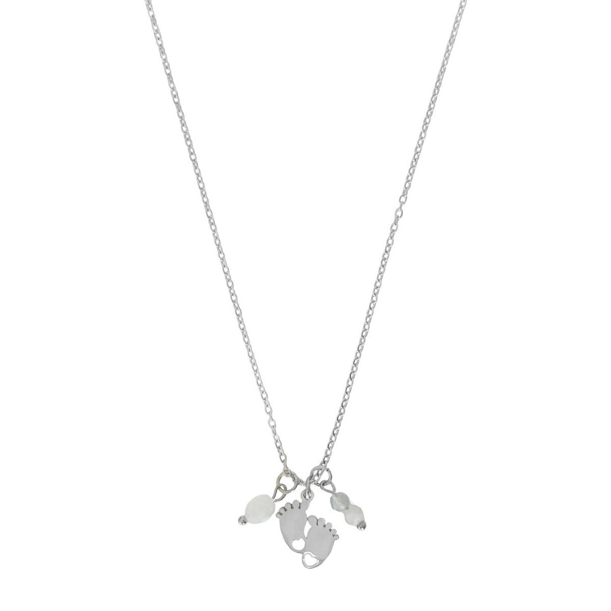 Baby Feet Loving Beginning Necklace - Silver