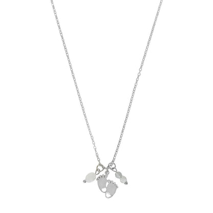 Baby Feet Loving Beginning Necklace - Silver