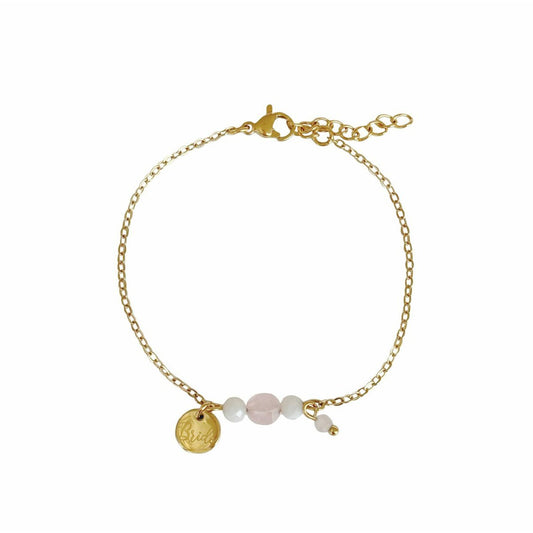 Bridal Bracelet Rose Quartz and Moonstone - Gold