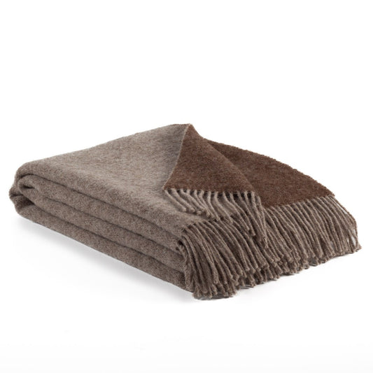 Reversible wool Throw Blanket HOT CHOCOLATE