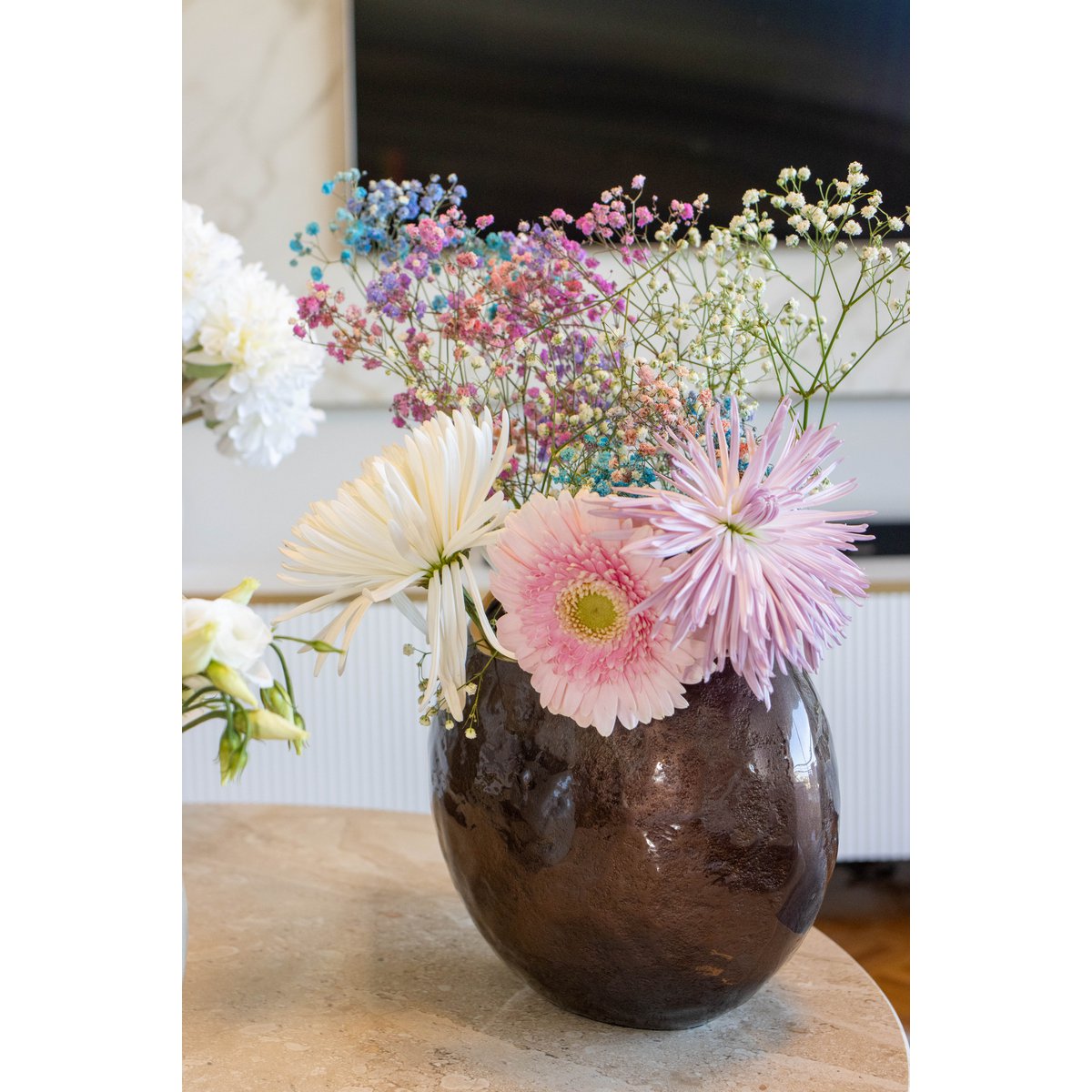 Vase ovale marron 22.5x14.5x18.5cm