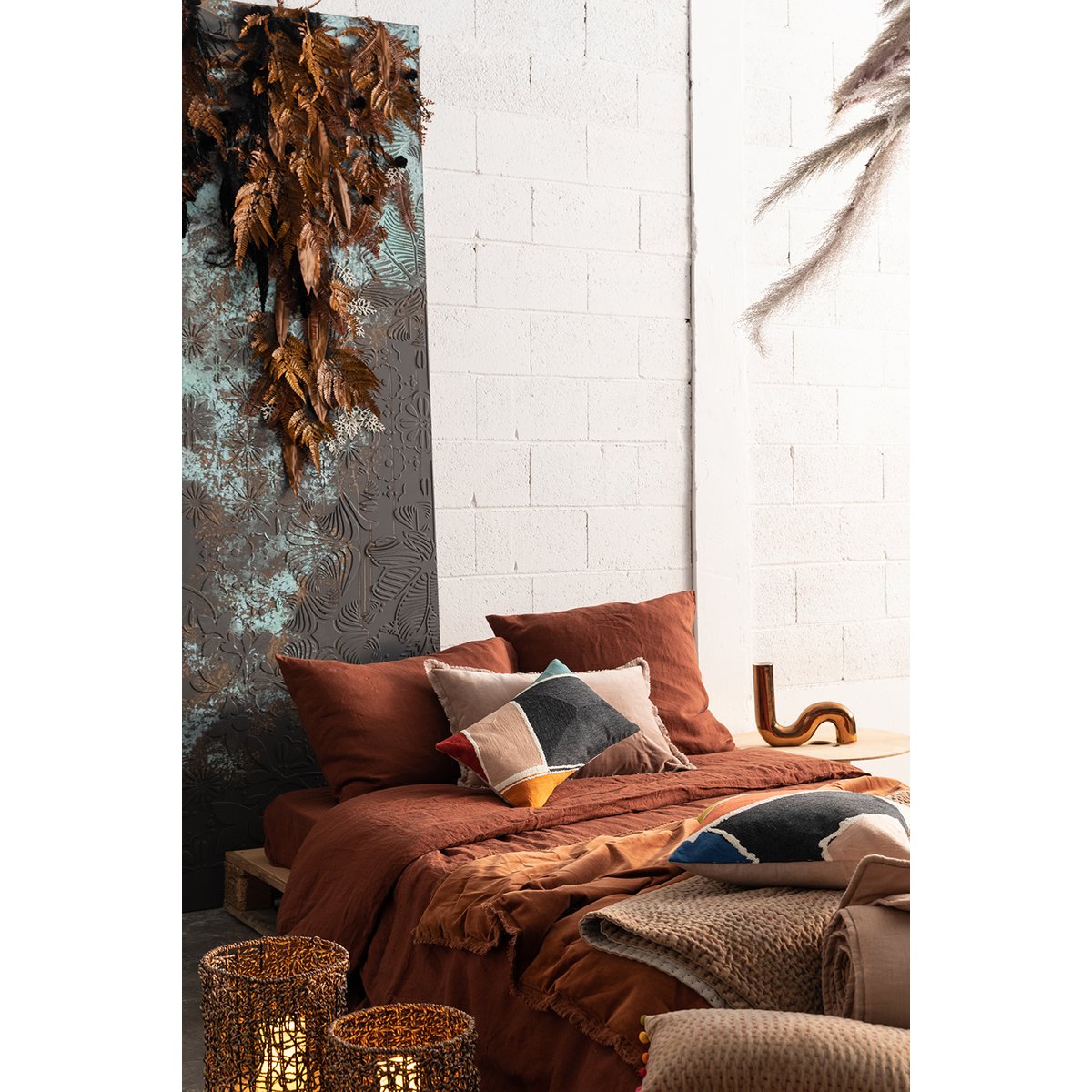 Plain plaid Fara Caramel 135 x 200