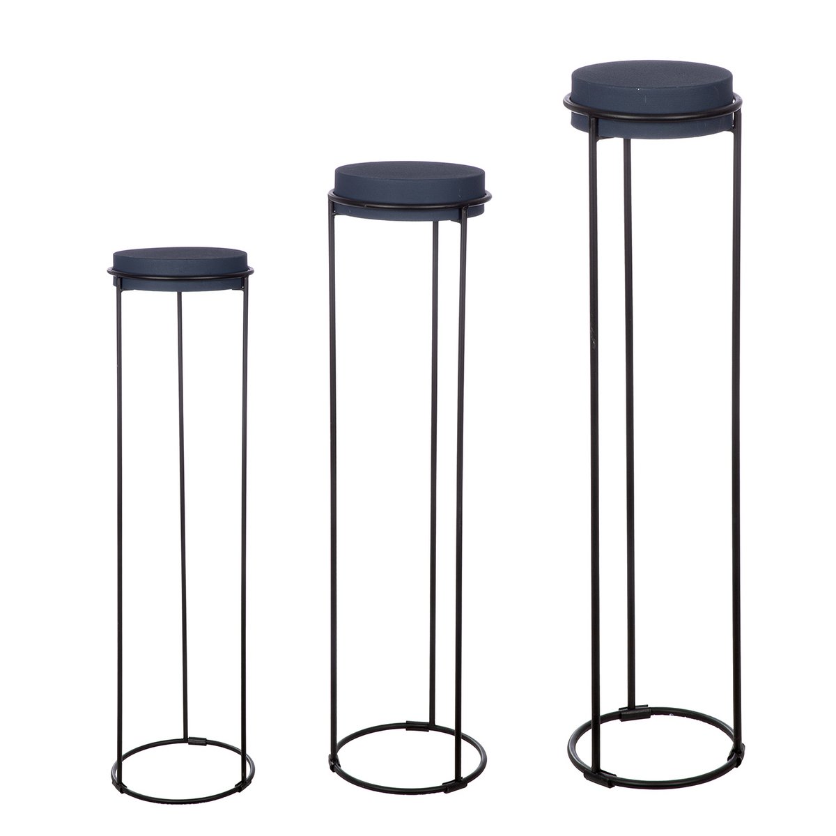 Set of 3 Leila decorative columns, night blue, height 101 cm