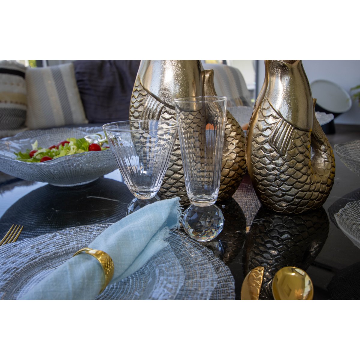 Flutes with diamond foot - Lot of 4