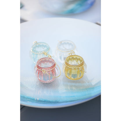 MINI CANDLE HOLDER WITH GOLDEN HANDLE - SET OF 4 ASSORTED COLORS