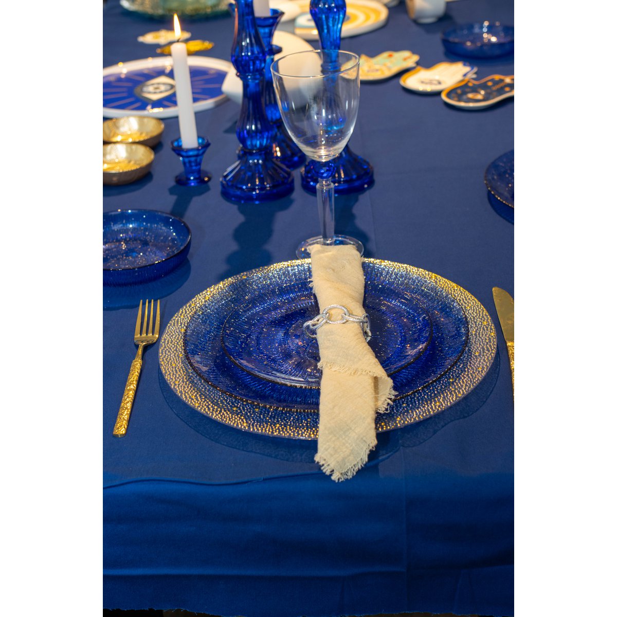 Wine glasses with blue diamond foot - Lot of 4