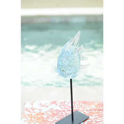 Decorative fish in blue and transparent metal -standing blue and transparent