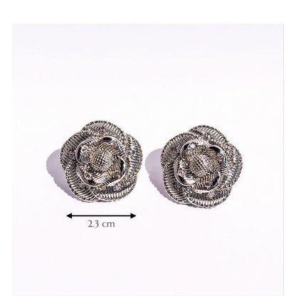 Sophisticated Silver Camellia Necklace and Earrings Set