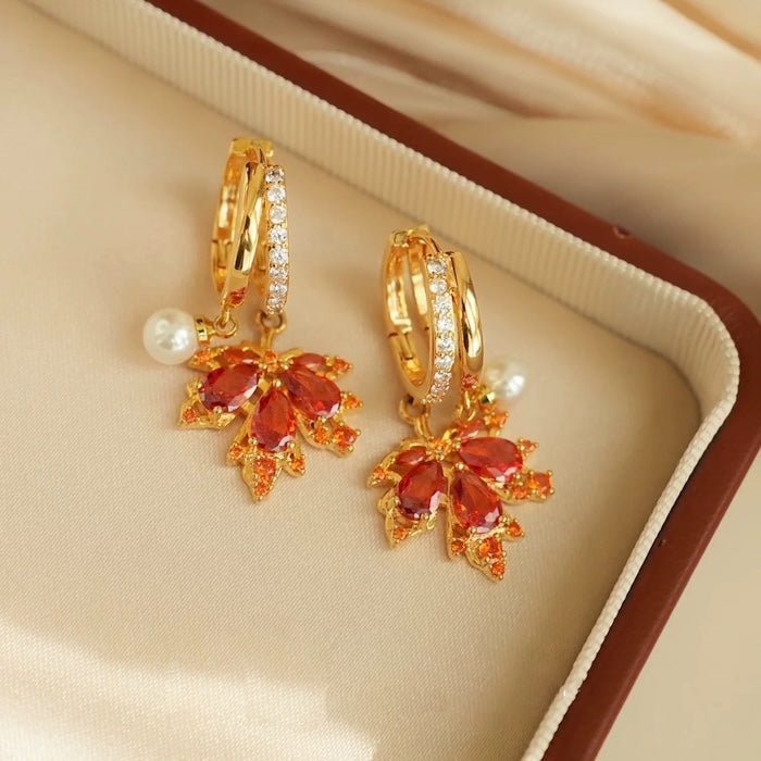 Autumn Maple Stone Drop Earrings