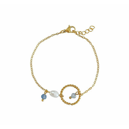 Aquamarine, Sapphire and Pearl Bracelet - Gold