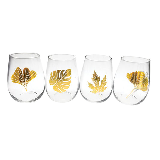 Set 4 Dore Leaf Glasses