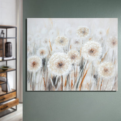 Wood/linen picture “Dandelion Field”