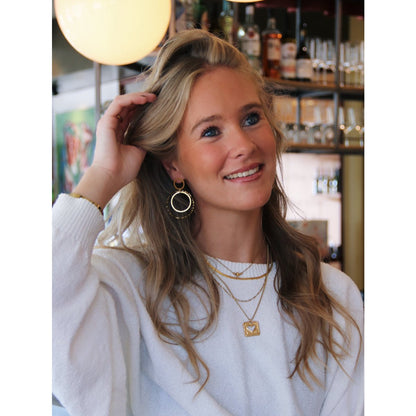 Box chain necklace with square heart charm