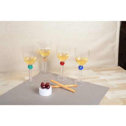 Wine glasses with round diamond foot 4 colors - Lot of 4