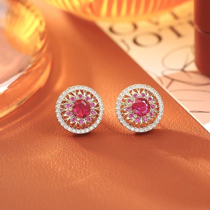Vintage Style Halo Crystal Stud Earrings