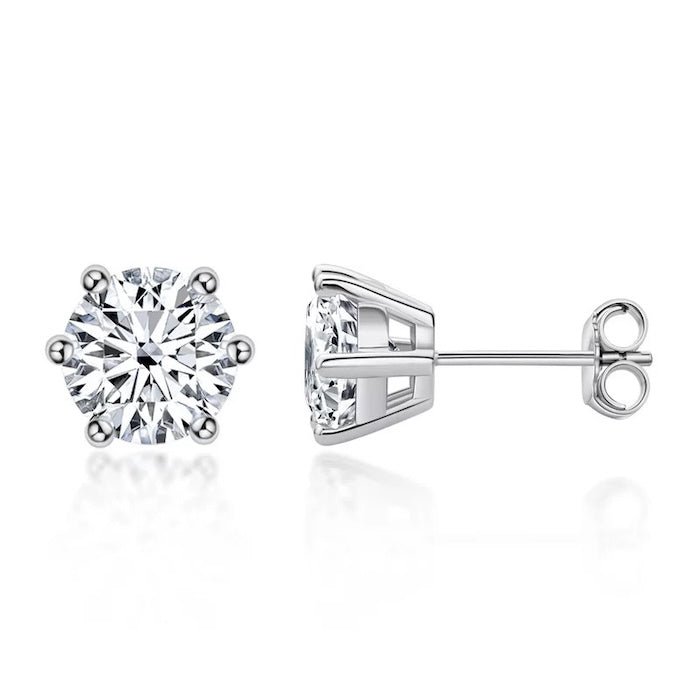 Classic 6 Claws Solitaire Earrings - Moissanite Stone