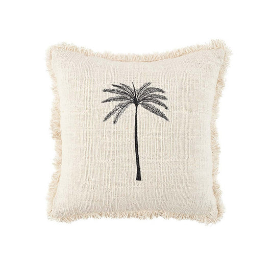 The Gili Palm Cushion Cover - Natural Black