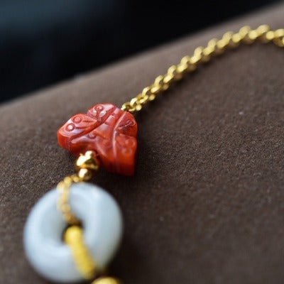 Jade Beads and Red Agate Goodluck Bracelet