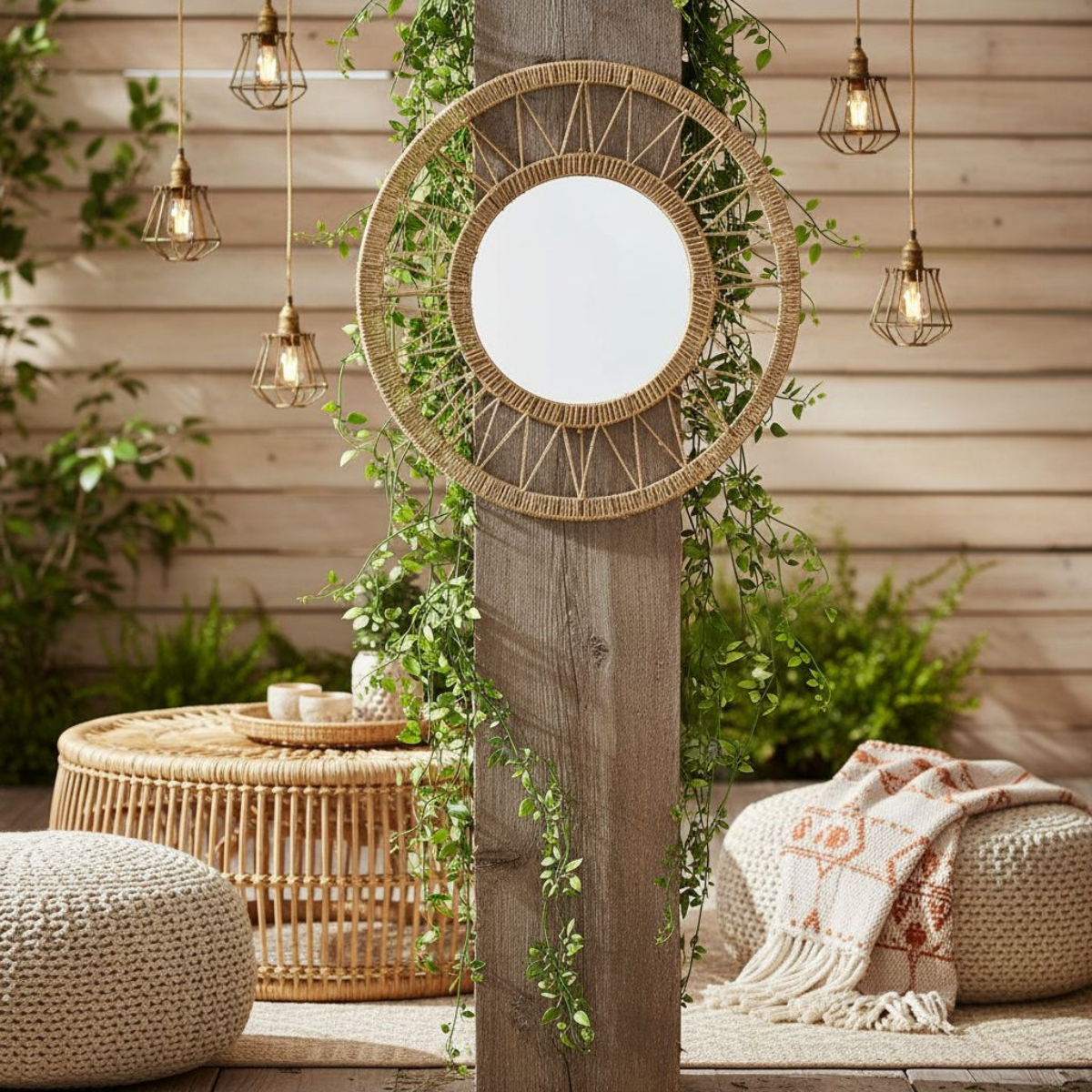 Wall mirror Ludy Light brown