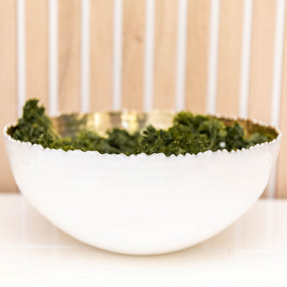 White and gilded bowl 26x26x11.5cm
