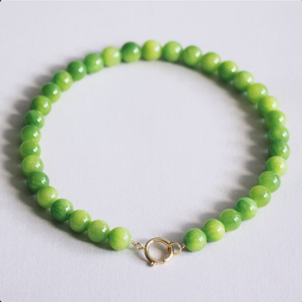 Natural stone bead necklace XL - green