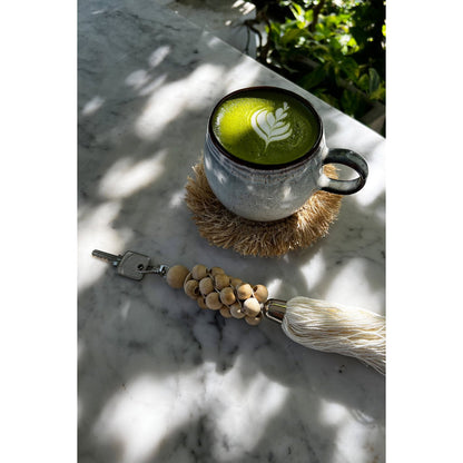 The Wooden Beads Keychain - Natural White