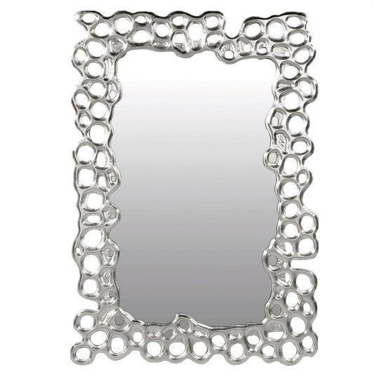 Glass/wood mirror "Bubble" silver-colored frame 70x100cm