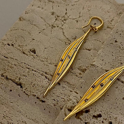 Subtle Dazzling Golden Leaf Earrings