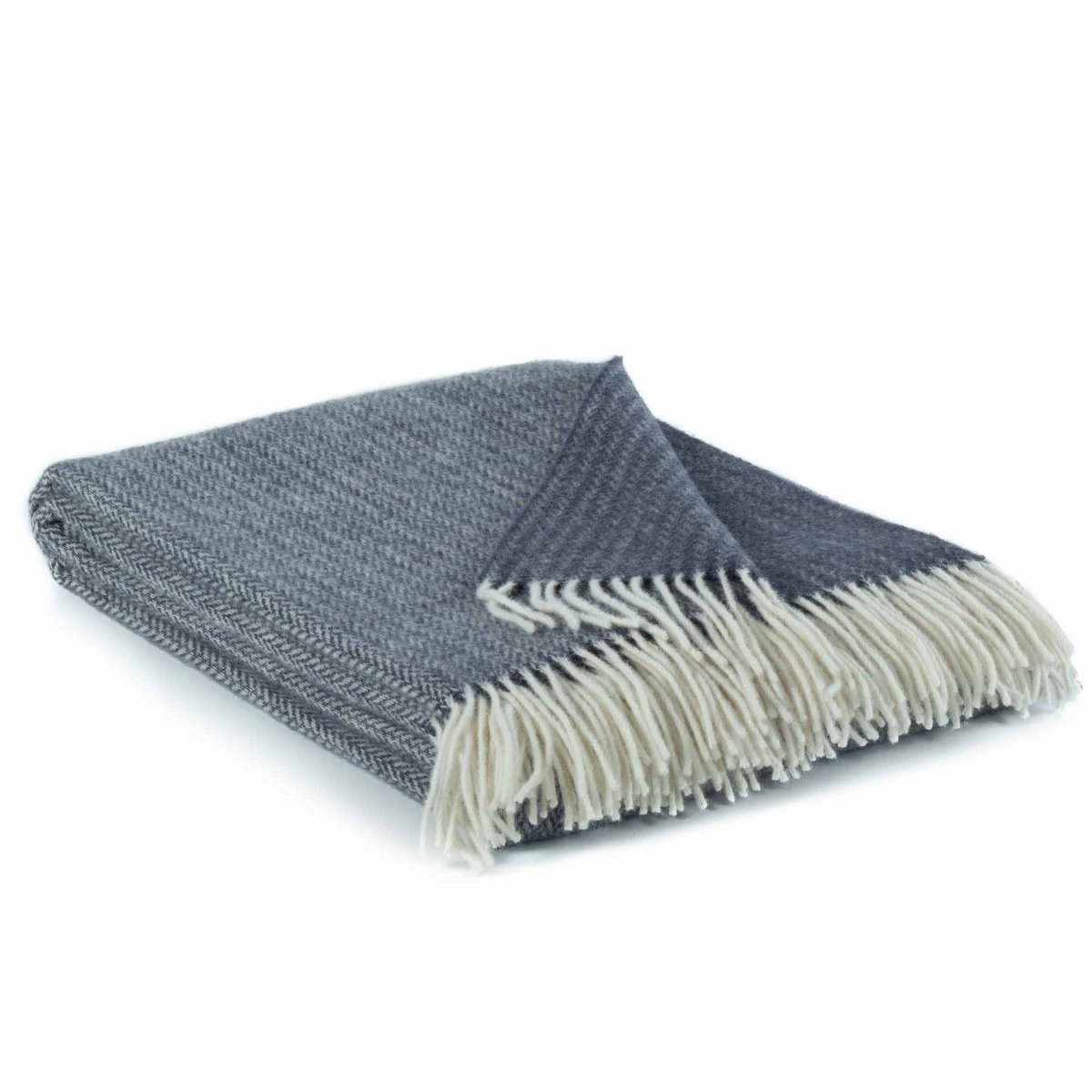 Wool Throw Blanket SIENNA blue