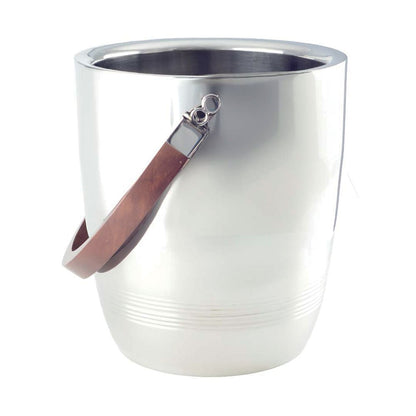 DOUBLE WALL ICE BUCKET WITH WOODEN HANDLE AND LID 19X19X24CM