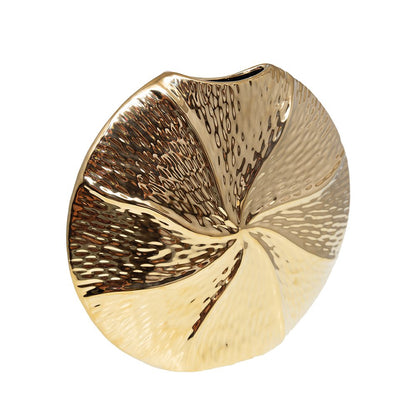 Golden spiral vase in ceramic 28.5x6.5x26cm